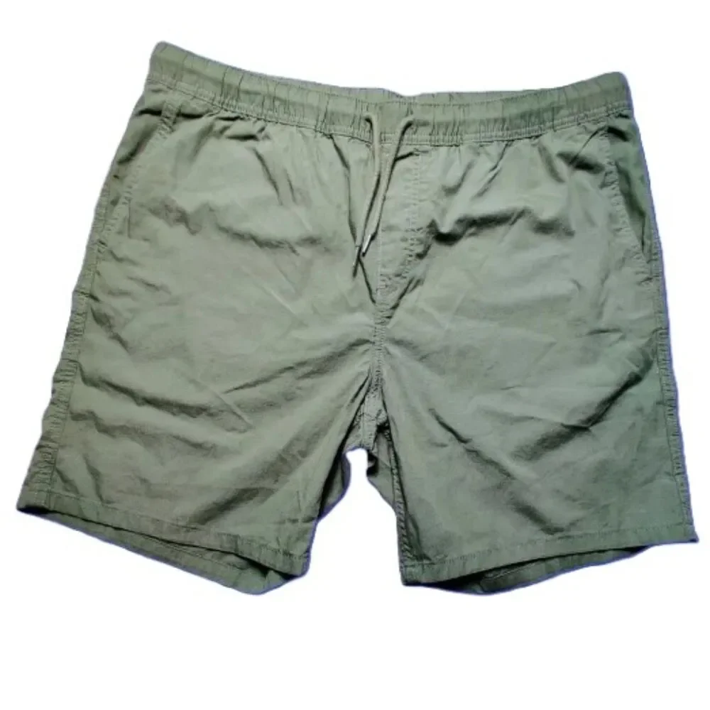 H&M Men’s Olive Green Drawstring Shorts Cotton Casual Regular Fit XL